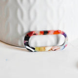 EP Pendentif ovale écaille multicolore,fourniture bijoux,perle acétate,création bijoux,perle plastique,connecteur plastique,x 2, 30mm-G727