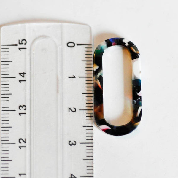 EP Pendentif ovale écaille multicolore,fourniture bijoux,perle acétate,création bijoux,perle plastique,connecteur plastique,x 2, 30mm-G727
