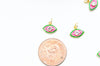 EP Pendentif petit oeil émail vert & rouge zircon doré 18K 13mm, x1 G5018