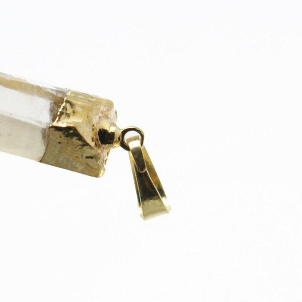 EP Pendentif pointe cristal de roche naturel transparent doré 25-65mm, x1 G0848