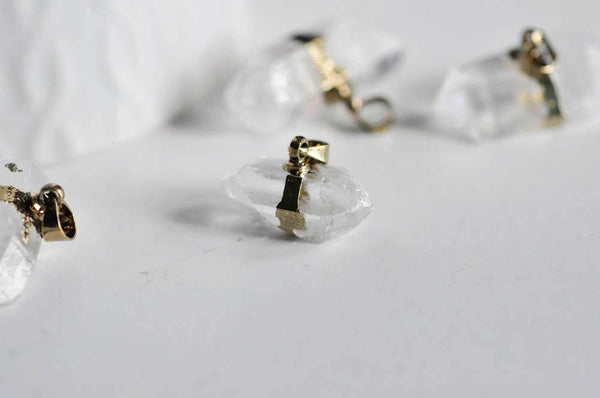 EP Pendentif pointe cristal transparent doré,fournitures créatives,pendentif, pendentif pierre,cristal naturel, pendentif cristal,20-45mm-G793