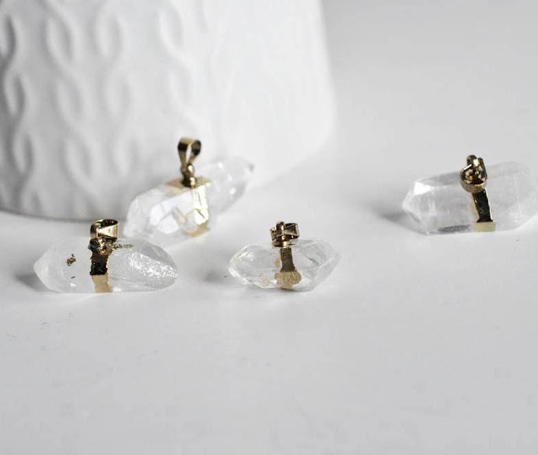 EP Pendentif pointe cristal transparent doré,fournitures créatives,pendentif, pendentif pierre,cristal naturel, pendentif cristal,20-45mm-G793