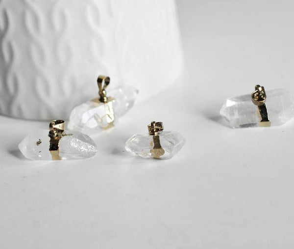 EP Pendentif pointe cristal transparent doré,fournitures créatives,pendentif, pendentif pierre,cristal naturel, pendentif cristal,20-45mm-G793