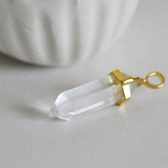 EP Pendentif pointe cristal transparent,pendentif bijoux, pendentif pierre, cristal de synthèse, pendentif cristal,40mm,G2538