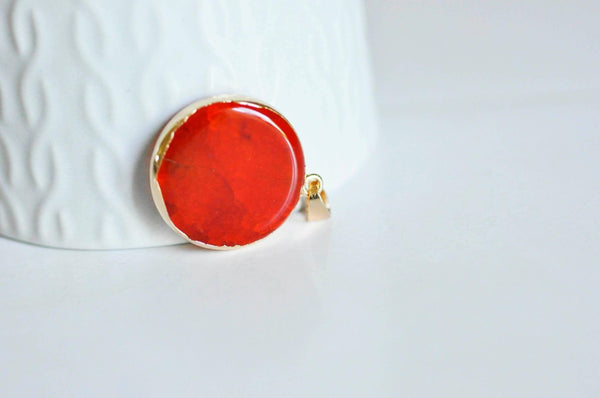 EP Pendentif rond doré agate colorée, support doré, ,agate,pierre naturelle,24mm, x1,G0384