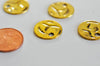 EP Pendentifs médailles rondes doré, fournitures créatives, apprêt doré, sans nickel,médaille dorée, médaille ronde,19mm, x 5