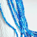 EP Perle agate bleue naturell facette 4mmx1 ,fil de 90 perles (G0719)