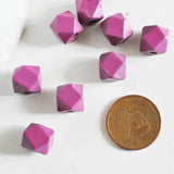 Perle bois rose fuchsia hexagonale, perles bois,création bijoux,Perles géométriques,10mm, x 5 G0009