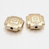EP Perle carrée gravée zamac doré 12mm, perles dorées, création bijoux, perles intercalaires, Perle carré, x 2 G5873