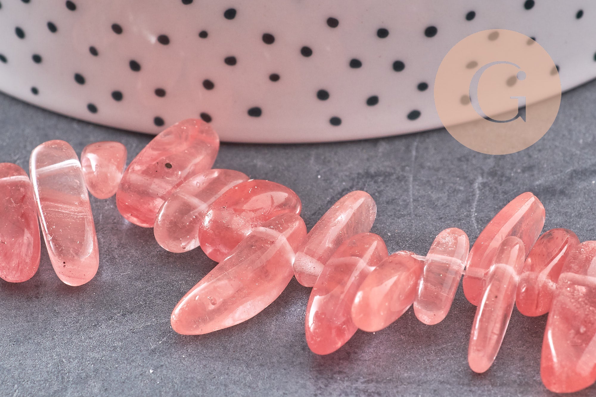 Perle cherry quartz, fournitures créatives,perle pierre,quartz Naturel, pierre précieuse,pierre naturelle,13-22mm fil de 60 perles, x1 (G1222)