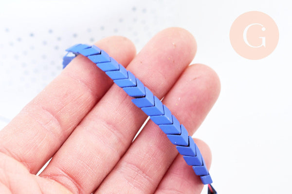 EP-Perle chevron bleu roi hématite synthétique 7mm, pierre, le fil de 40cm G6727