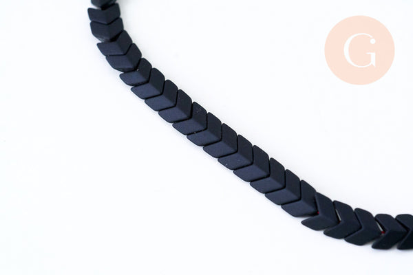 EP Perle chevron noir hématite synthétique 7mm, création bijoux pierre, le fil de 40cm, G6904
