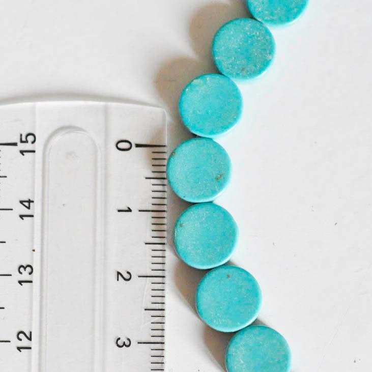 EP Perle disque howlite turquoise, howlite naturelle,perle turquoise,perle pierre,10mm,fil de 40 perles-G1018