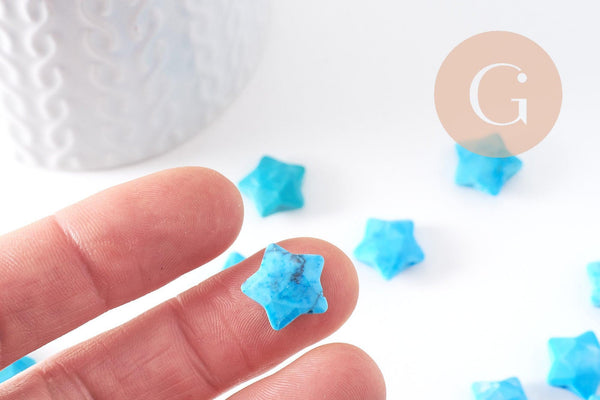 EP-Perle étoile howlite turquoise naturelle 30mm, x5 (G2397)