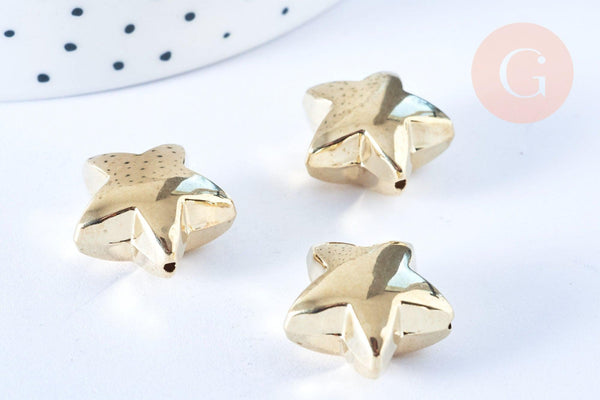 EP- Perle étoile plastique doré 18mm , perle plastique doré création bijoux,x 10 perles G6400