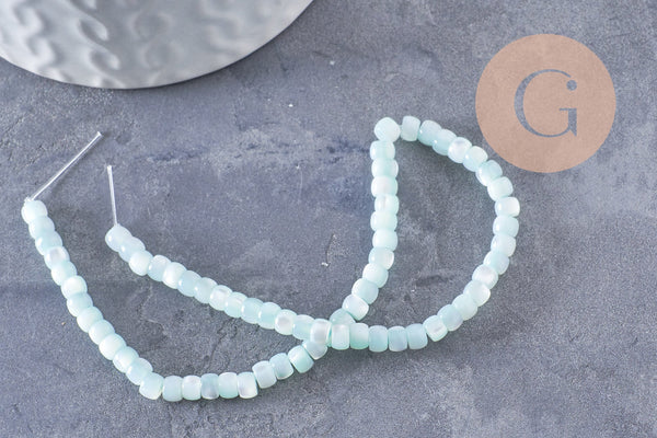 EP-Perle heishi nacre naturelle bleu turquoise pastel 3x4mm, x1 fil de 20 cm (G4774)