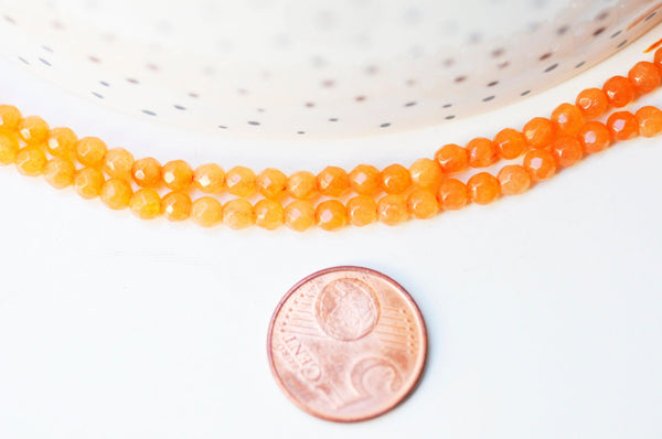 EP Perle jade orange clair, fourniture créative, perle jade,pierre naturelle,jade naturel,perle pierre,perle facette,4mm,fil de 84 perles G5011