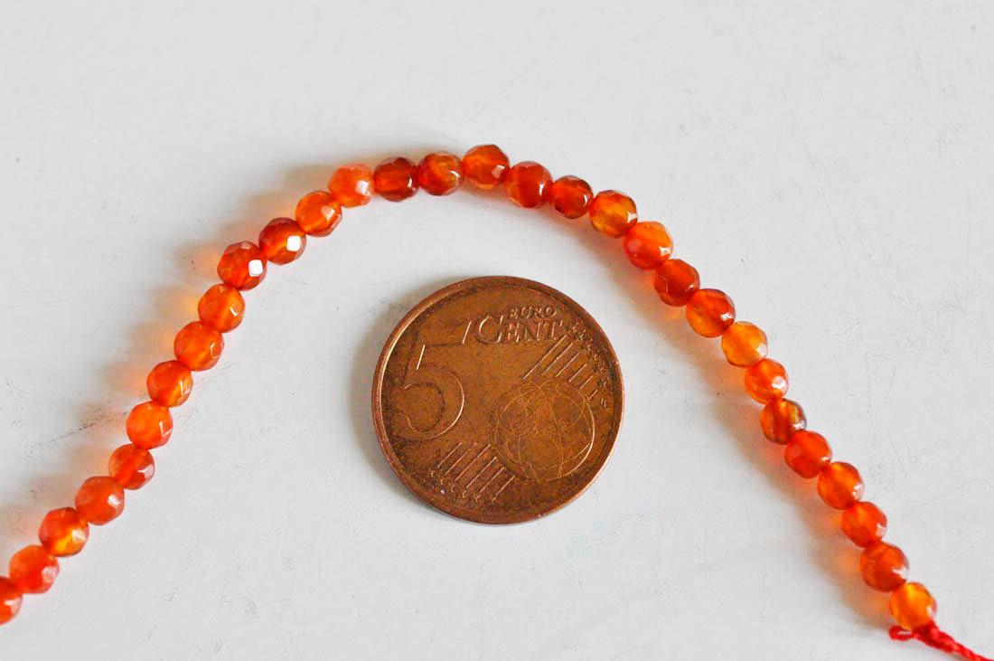 EP Perle jade orange foncé, perle jade,pierre naturelle,jade naturel,perle pierre,perle facette,4mm,fil de 84 perles- G5195