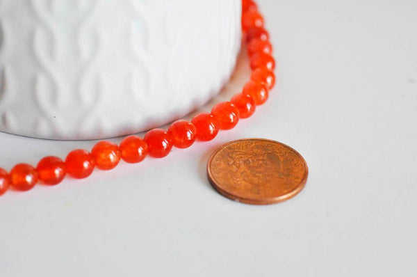 EP Perle jade orange, fourniture créative, perles rondes, Pendentif jade,pierre naturelle, jade Naturel,perles pierre, 6mm, les 10-G1741