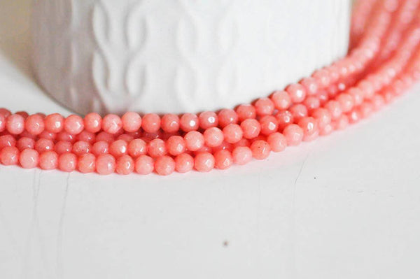 EP Perle jade rose rodochrosite, fourniture créative, perle jade,pierre naturelle,jade naturel,perle pierre,perle facette,4mm,fil de 91 perles