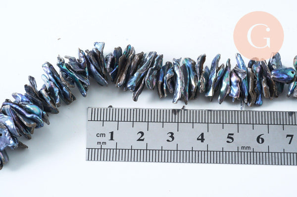 EP-Perle keshi naturelle noire 4-13mm, x1 fil de 90 perles (G6175)