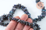 EP-Perle keshi naturelle noire 4-13mm, x1 fil de 90 perles (G6175)