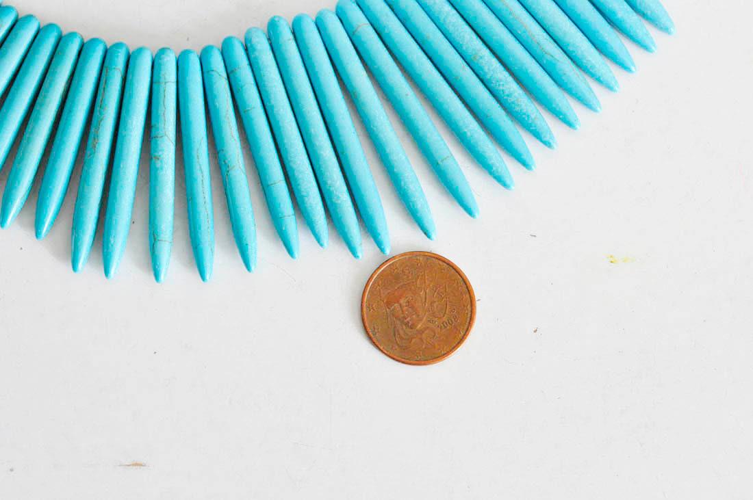 EP Perle pointe howlite turquoise de synthèse, x fil de 45 cm-G0045