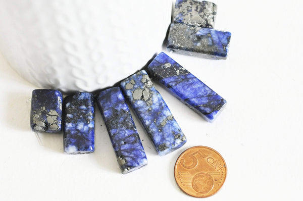 EP Perle rectangle lapis Lazulis naturel, pierre naturelle x7 (G4897)