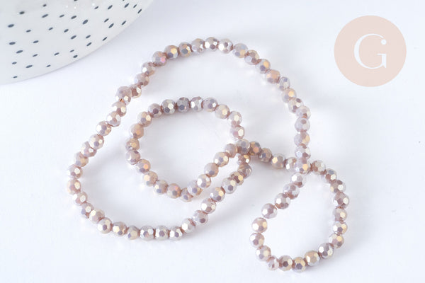 EP-Perle ronde cristal facetté taupe rose 4mm, le fil de 37.8cm G7239