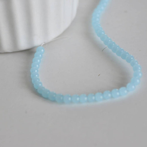 EP Perle ronde verre bleu 4mm, x1 fil 80 perles -G861