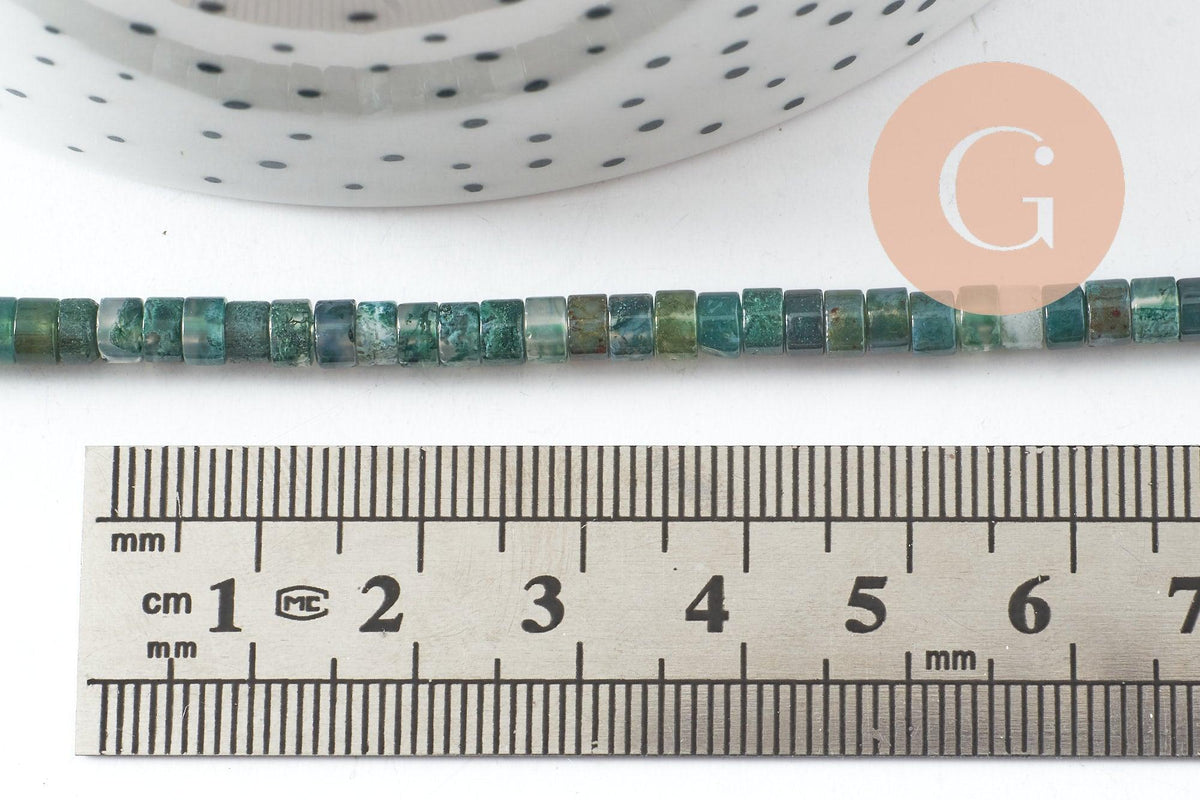 Perle rondelle agate mousse, perle agate ,agate mousse naturelle, perle pierre, 4mm, fil de 160 perles, x1 (G3017)