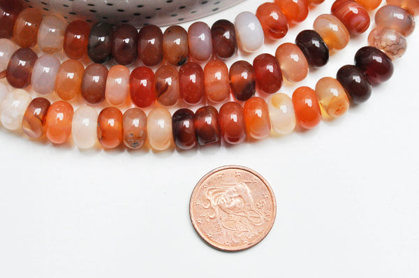 EP Perle rondelle cornaline orange naturelle,Pendentif bijoux, création bijou pierre naturelle,10mm, le fil de 60 perles G4431