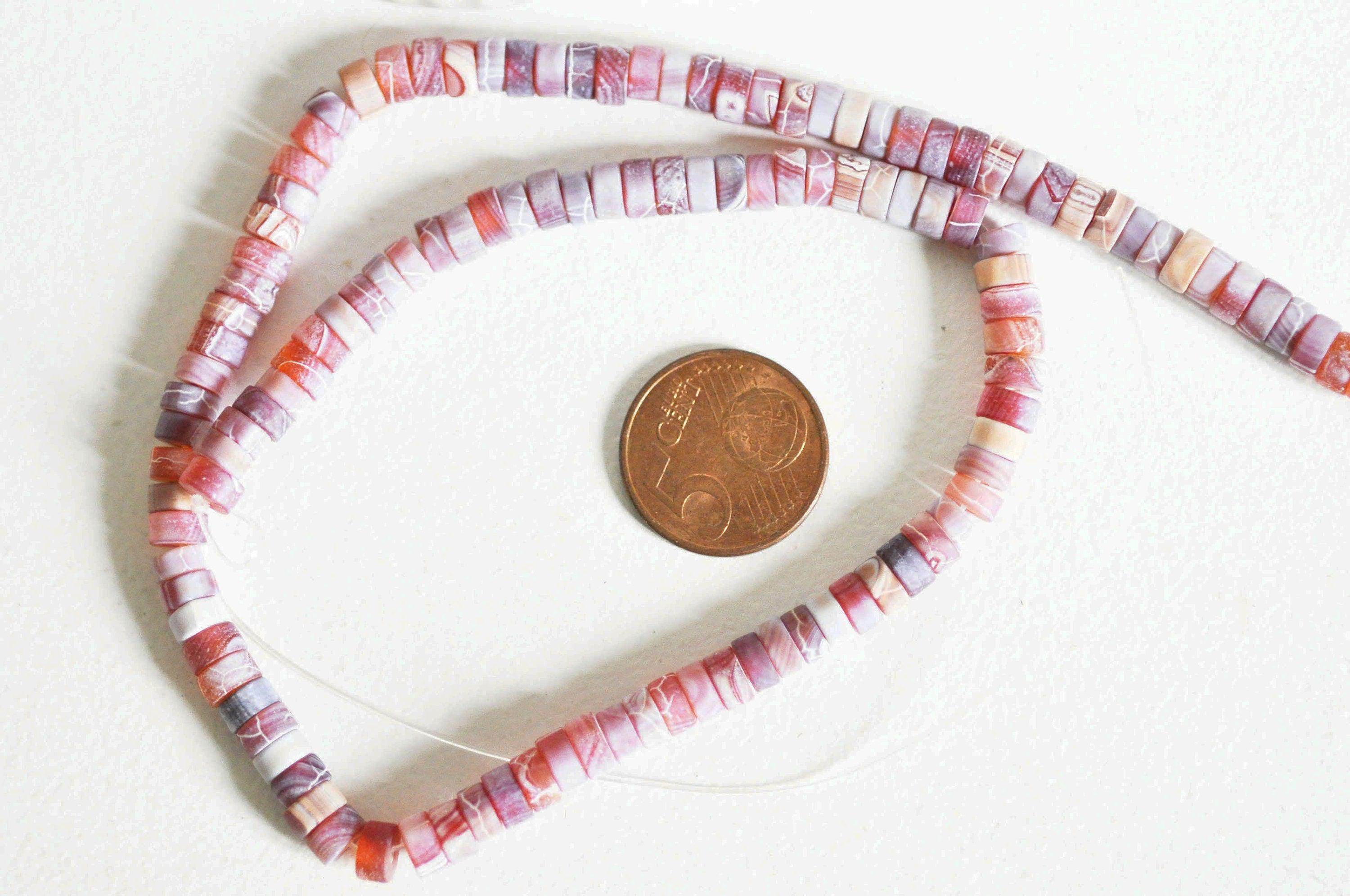 EP Perle rondelle heishi agate, perle agate création bijoux,agate naturelle, perle pierre, 6mm,création bijoux, fil de 115 perles