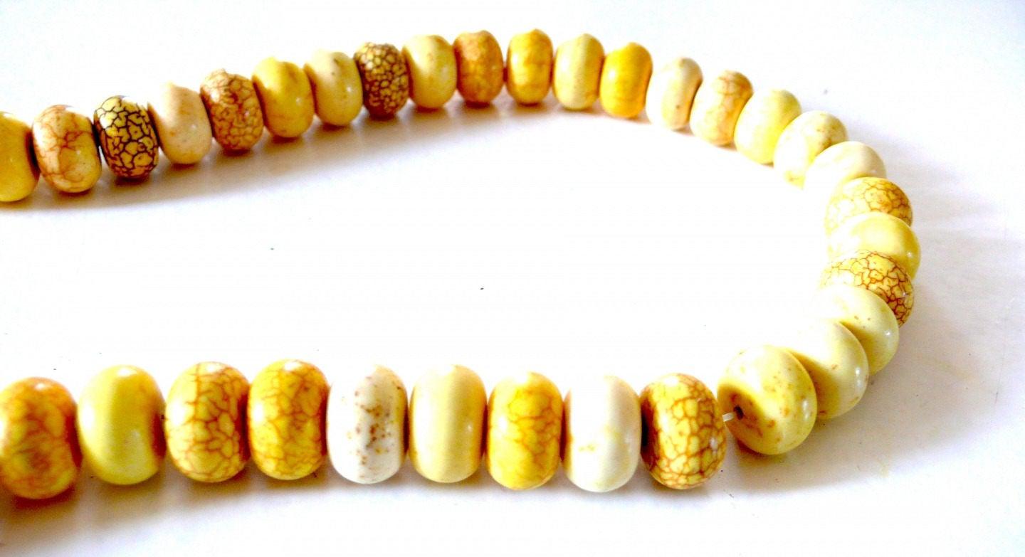 EP Perle rondelle howlite jaune, fournitures créatives, howlite naturelle, perle jaune, perle pierre, création bijoux, x 5-G2340