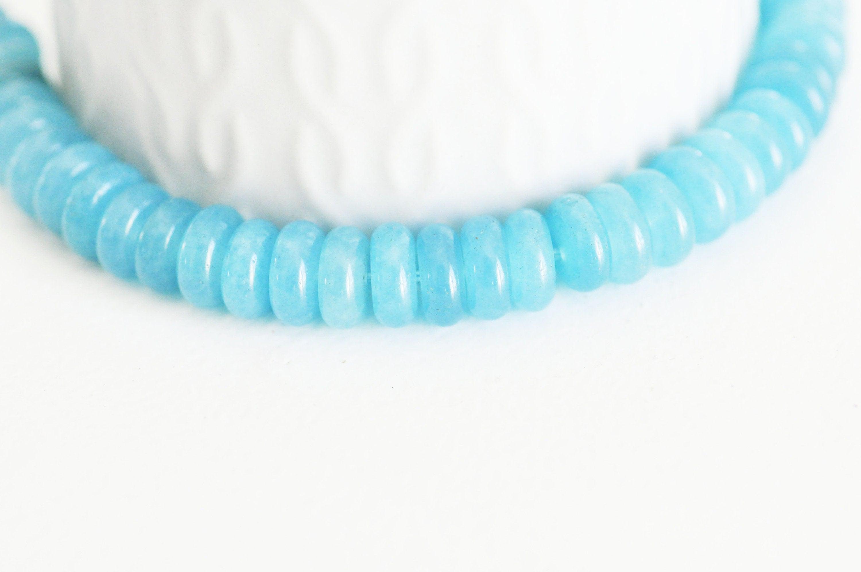 EP Perle rondelle jade bleu ciel,perle jade,pierre naturelle,jade naturel,perle pierre,perle facette,jade,10x5.5mm,fil 75 perles G5219