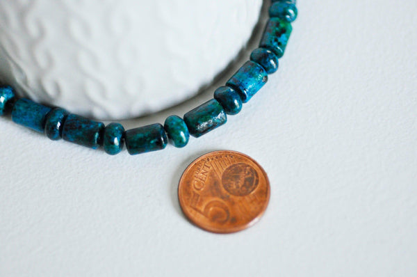 EP Perle tube en turquoise naturelle verte 6x3-9mm,le fil de 50 perles- G1221