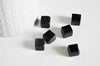 EP Perles carrées noires, fourniture créative, perles verre tchèque, perles verre, verre noir, creation bijoux, lot 5 perles,11mm-G2196