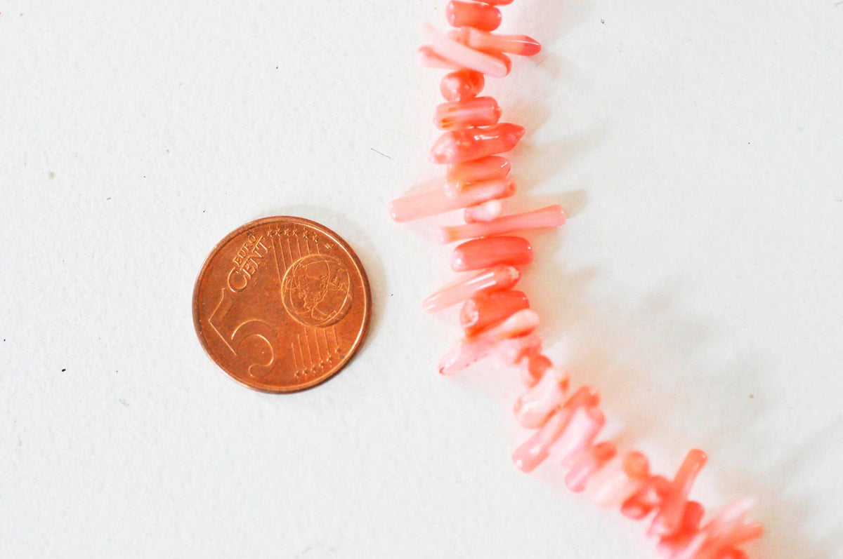 Perles en corail rose, corail naturel ,perle coquillage,4-18mm,fil de 40cm, x1 (G4589)