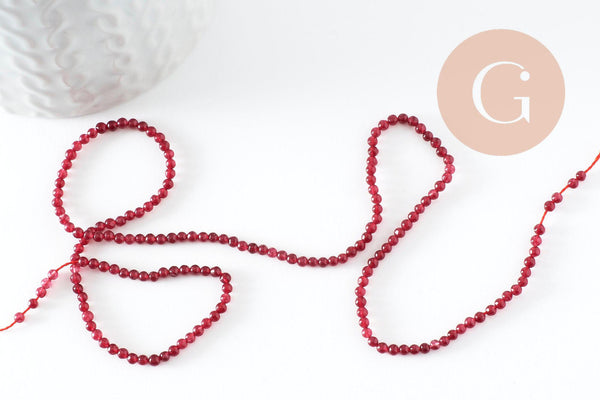 EP-Perles jade bordeau 2mm, jade naturel, perles bijoux,2mm,fil de 38 cm, x1 (G2001)