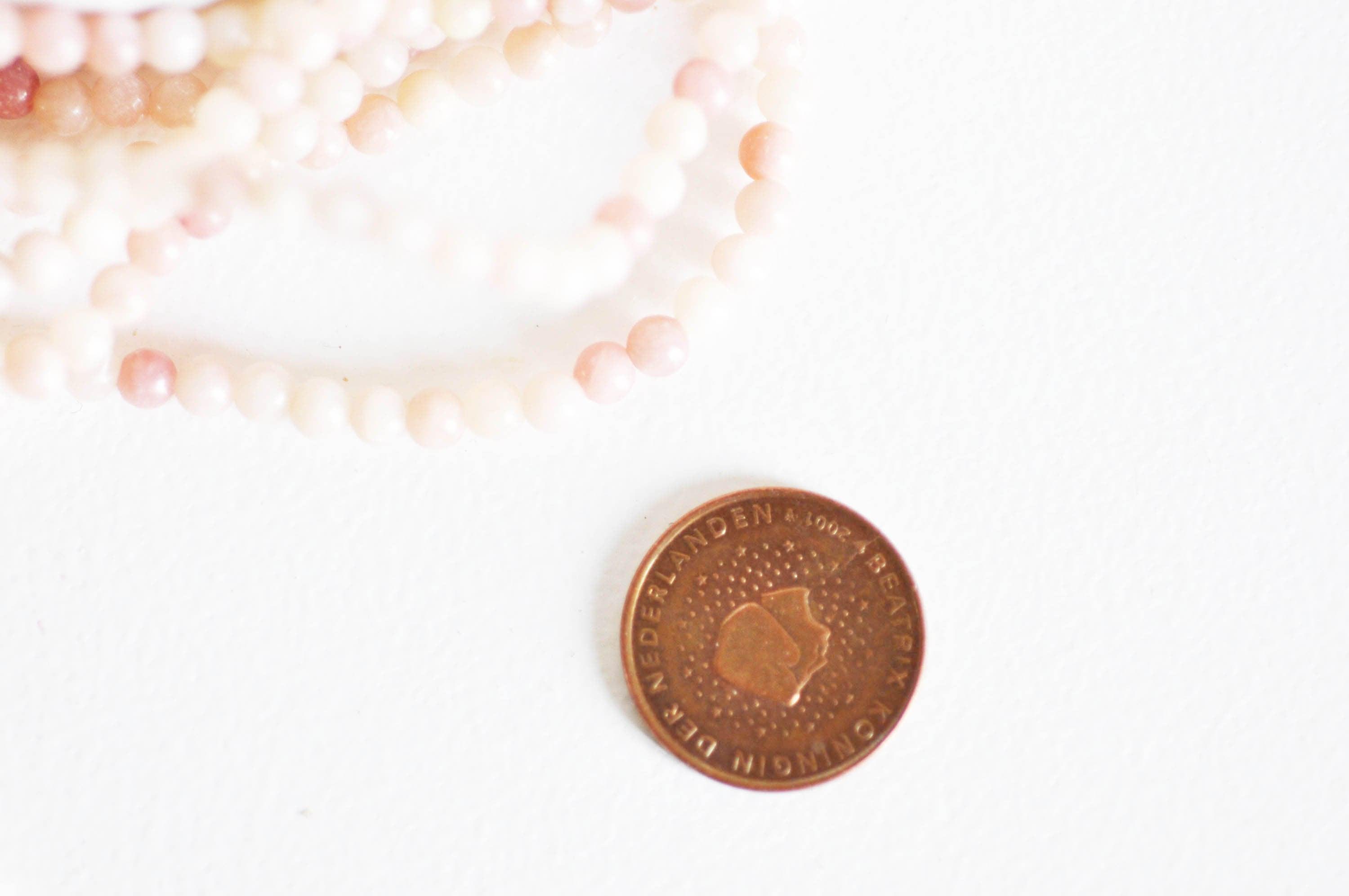 EP Perles jade rose pâle naturel 4mm, x1 fil de 50 perles (G2453)