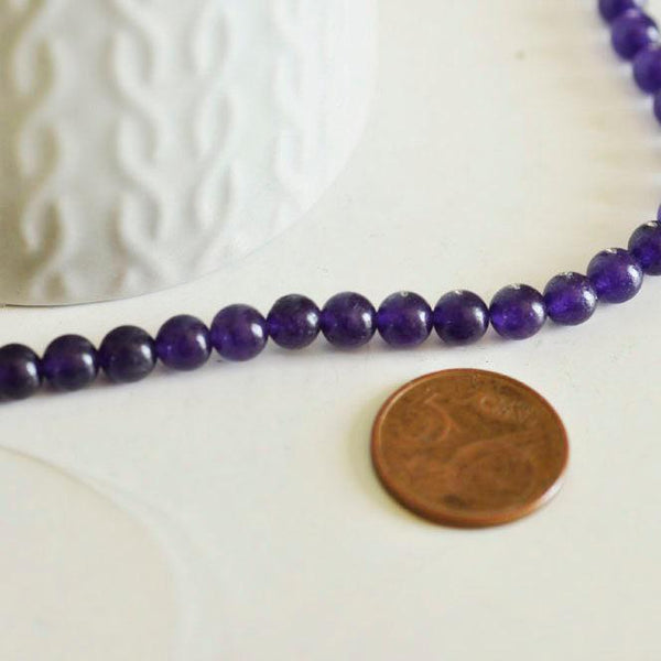 EP Perles jade violet foncé,perles rondes, jade violet,jade naturel, création bijoux, x 10,pierre naturelle,6mm-G894
