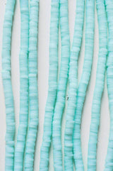 EP -Perles polymère bleu turquoise clair heishi 4mm,fabrication bijoux, Perles plastique, perle heishi disque, 4mm,le fil de 320 perles G4208