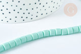 EP-Perles polymère tube Turquoise 6.5x6 mm,x1 fil de 40cm G7198