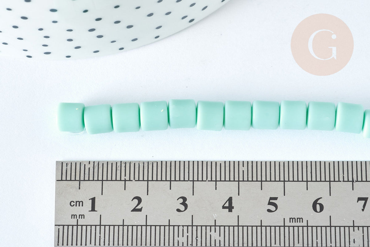 EP-Perles polymère tube Turquoise 6.5x6 mm,x1 fil de 40cm G7198