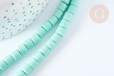 EP-Perles polymère tube Turquoise 6.5x6 mm,x1 fil de 40cm G7198