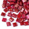 EP-Perles rocaille carré verre rectangle rouge, perle carré création bracelet, perle tila,4.5mm,2 trous, x 50 (4.8GR) (G5477)