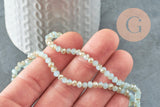 EP-Perles rondelles verre opaque facettées bleu pâle et doré 4x3mm, bijou fantaisie DIY, fil de 39cm, x1 G8264