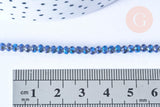 EP-Perles toupies cristal bleu irisé 3.5x2.5mm, perles bijoux, perle cristal,Perle verre facette,création bijoux, fil 25.4cm G6752