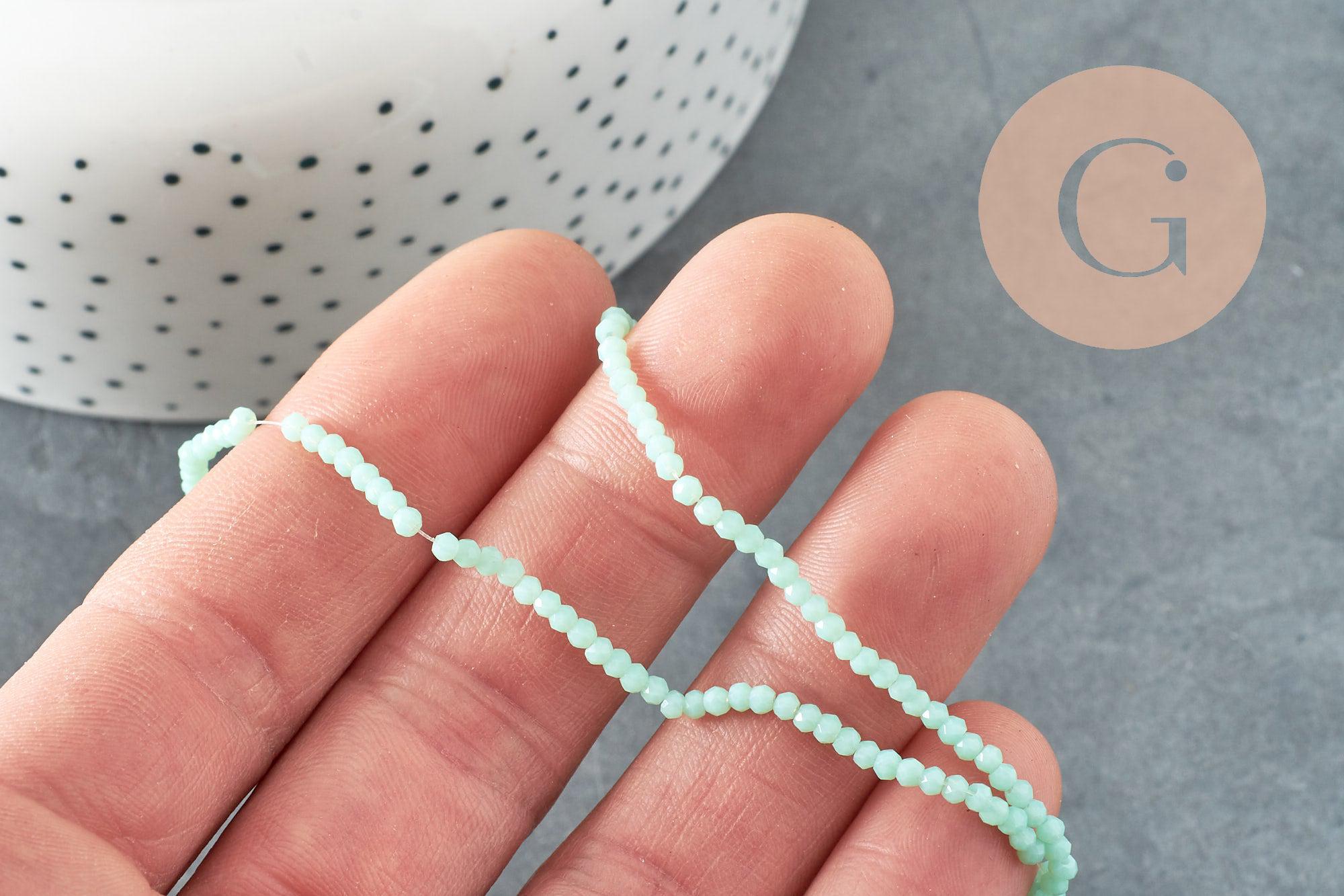 EP-Perles toupies cristal bleu turquoise 2.5mm, x1 fil de 33cm (G5940)
