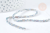 EP-Perles toupies cristal gris transparent irisé gris 3.5x2.5mm, perles bijoux, perle cristal,Perle verre facette, fil 25.4cm G8594